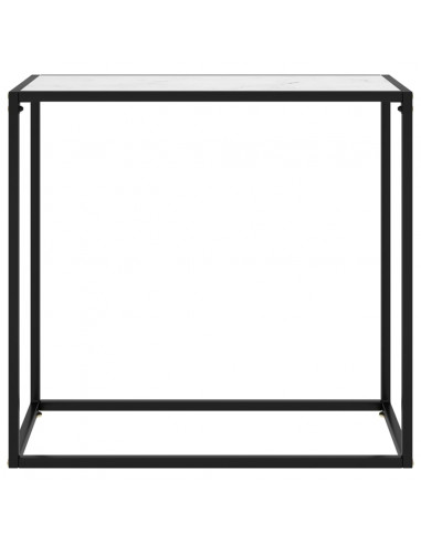 Tavolo Consolle Bianco 80x35x75 cm in Vetro Temperato