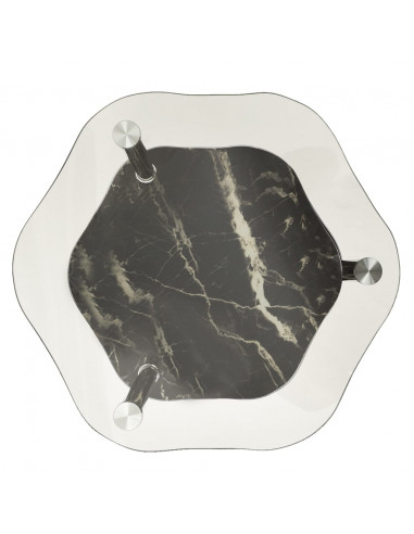 Tavolino 2 Livelli Trasparente Nero 38x38x50 cm Vetro Temperato