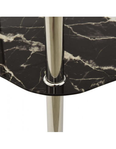 Tavolino 2 Livelli Trasparente Nero 38x38x50 cm Vetro Temperato