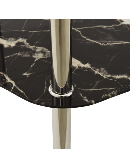 Tavolino 2 Livelli Trasparente Nero 38x38x50 cm Vetro Temperato