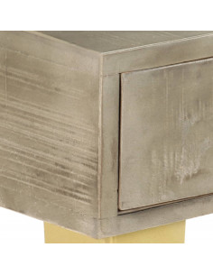 Tavolo Consolle Massello di Mango Grigio e Ottone 110x35x76 cm 2