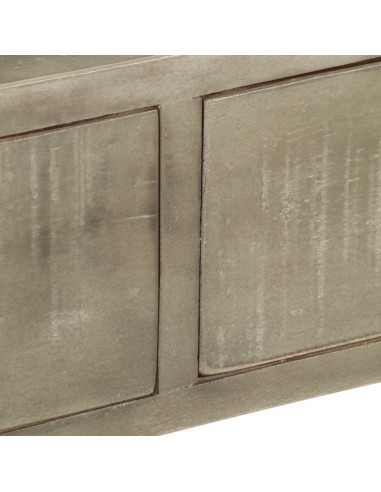 Tavolo Consolle Massello di Mango Grigio e Ottone 110x35x76 cm