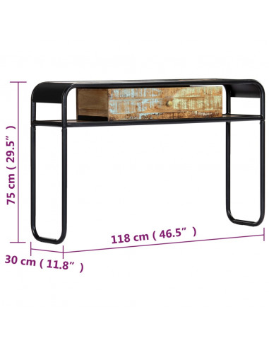 Tavolo Consolle 118x30x75 cm in Legno Massello di Recupero