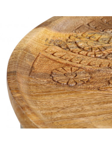 Tavolini Rotondi 2 pz in Legno Massello di Mango e Acciaio