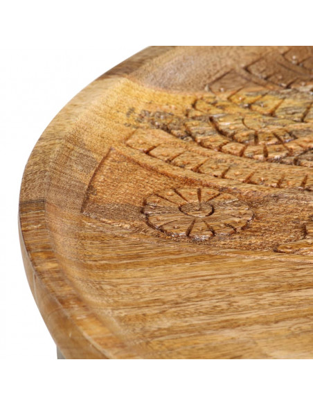 Tavolini Rotondi 2 pz in Legno Massello di Mango e Acciaio