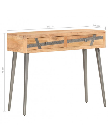 Tavolo Consolle 90x30x75 cm in Legno Massello di Acacia
