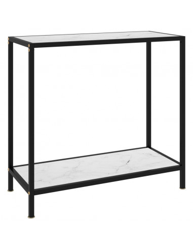 Tavolo Consolle Bianco 80x35x75 cm in Vetro Temperato