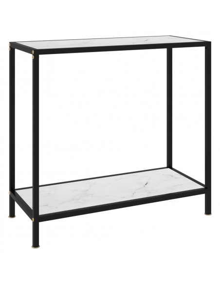 Tavolo Consolle Bianco 80x35x75 cm in Vetro Temperato