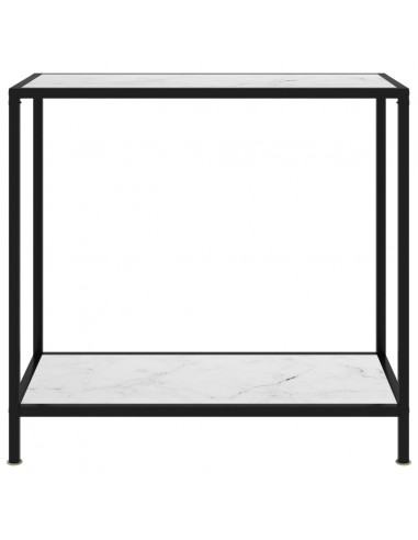 Tavolo Consolle Bianco 80x35x75 cm in Vetro Temperato