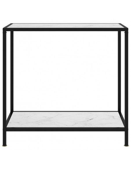 Tavolo Consolle Bianco 80x35x75 cm in Vetro Temperato
