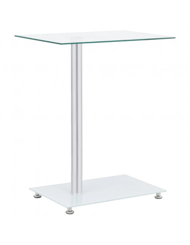 Tavolino Laterale a U Trasparente 45x30x58cm in Vetro Temperato