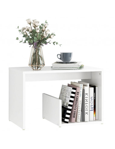 Tavolino Bianco 59x36x38 cm in Legno Multistrato