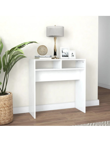 Tavolino Consolle Bianco 78x30x80 cm in Legno Multistrato