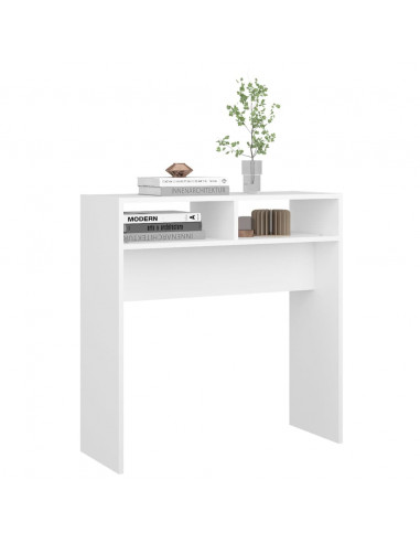 Tavolino Consolle Bianco 78x30x80 cm in Legno Multistrato