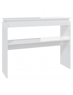 Tavolino Consolle Bianco Lucido 102x30x80 cm Legno Multistrato 2