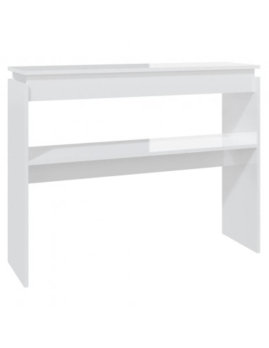 Tavolino Consolle Bianco Lucido 102x30x80 cm Legno Multistrato