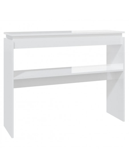 Tavolino Consolle Bianco Lucido 102x30x80 cm Legno Multistrato