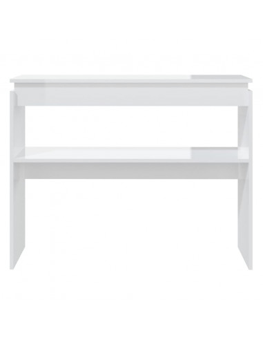 Tavolino Consolle Bianco Lucido 102x30x80 cm Legno Multistrato