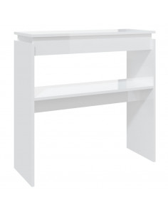 Tavolino Consolle Bianco Lucido 80x30x80 cm Legno Multistrato 2