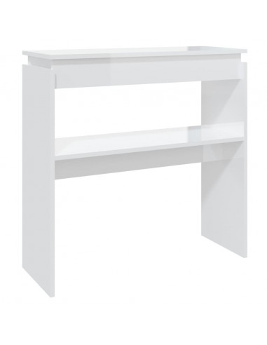 Tavolino Consolle Bianco Lucido 80x30x80 cm Legno Multistrato