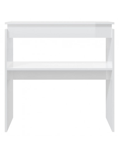 Tavolino Consolle Bianco Lucido 80x30x80 cm Legno Multistrato