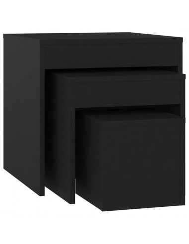 Tavolini Impilabili 3 pz Neri in Truciolato