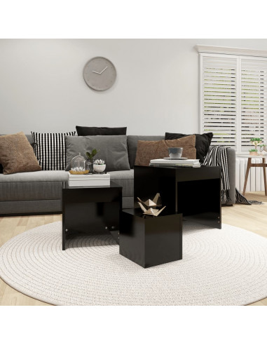 Tavolini Impilabili 3 pz Neri in Truciolato