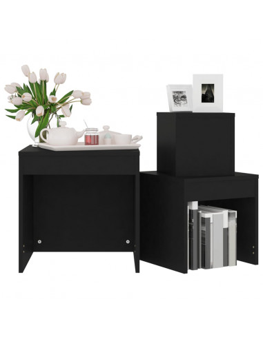 Tavolini Impilabili 3 pz Neri in Truciolato