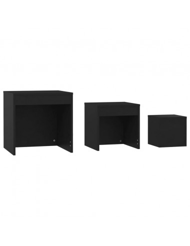 Tavolini Impilabili 3 pz Neri in Truciolato