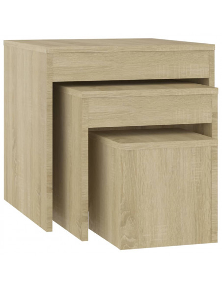 Tavolini Impilabili 3 pz Rovere Sonoma in Truciolato