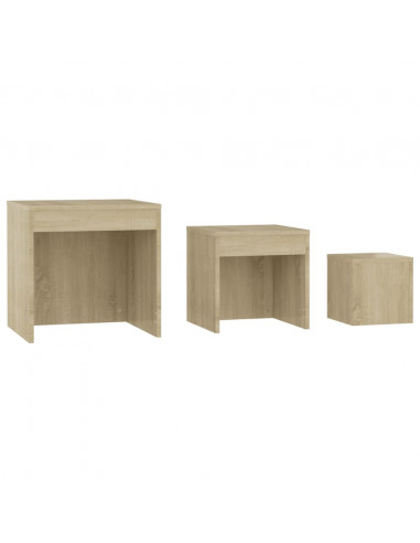Tavolini Impilabili 3 pz Rovere Sonoma in Truciolato