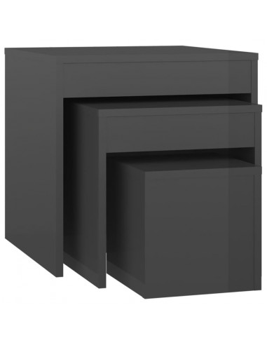 Tavolini Impilabili 3 pz Grigio Lucido in Truciolato