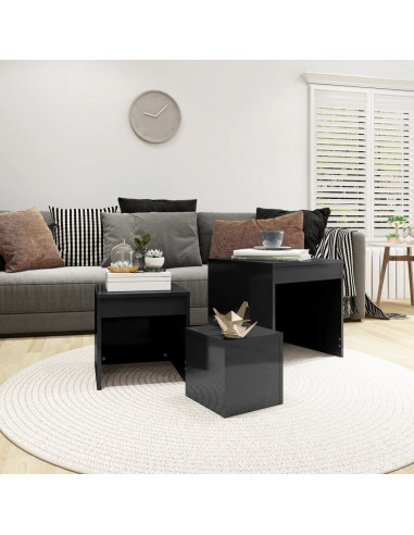 Tavolini Impilabili 3 pz Grigio Lucido in Truciolato