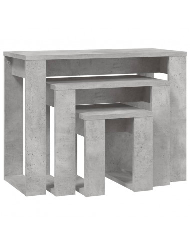 Tavolini Impilabili 3 pz Grigio Cemento in Legno Multistrato