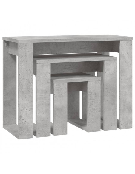 Tavolini Impilabili 3 pz Grigio Cemento in Legno Multistrato