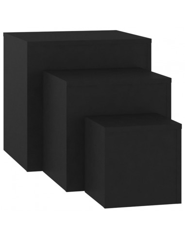 Tavolini di Servizio 3 pz Neri in Truciolato