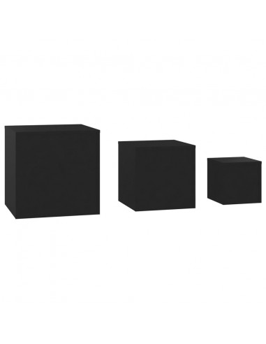 Tavolini di Servizio 3 pz Neri in Truciolato
