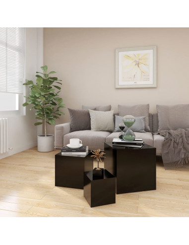 Tavolini di Servizio 3 pz Neri in Truciolato