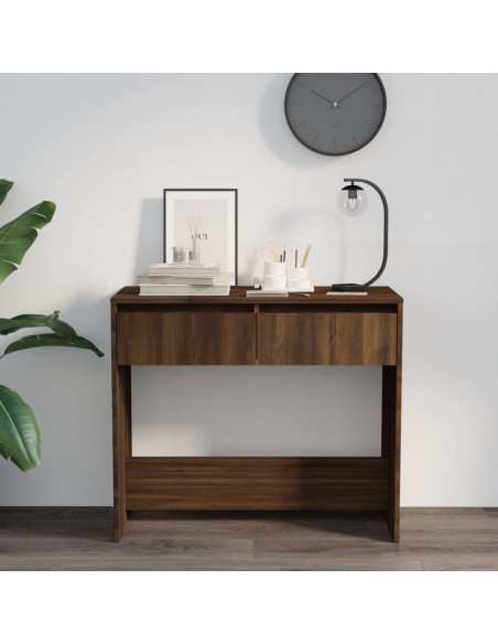 Tavolo Consolle Rovere Marrone 89x41x76,5 cm in Acciaio
