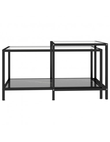 Tavolini 2 pz Neri in Vetro Temperato