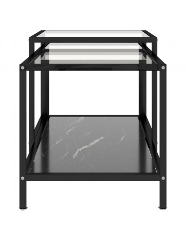 Tavolini 2 pz Neri in Vetro Temperato