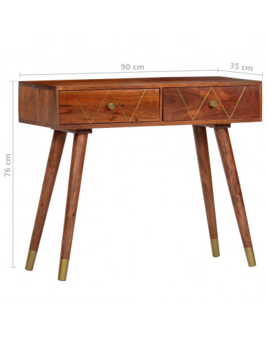 Tavolo Consolle 90x35x76 cm Legno Massello d'Acacia