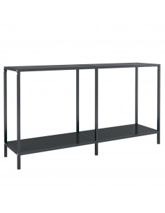Tavolo Consolle Nero 140x35x75,5 cm in Vetro Temperato 2