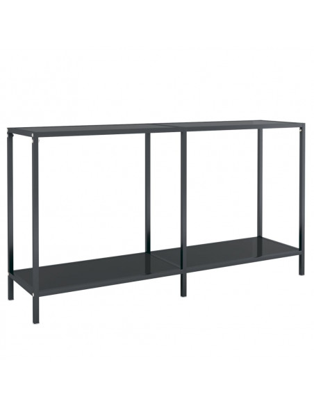 Tavolo Consolle Nero 140x35x75,5 cm in Vetro Temperato
