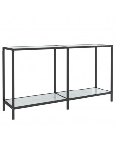 Tavolo Consolle Bianco 140x35x75,5 cm in Vetro Temperato 2