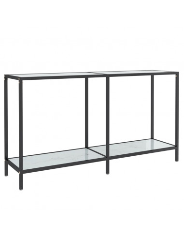 Tavolo Consolle Bianco 140x35x75,5 cm in Vetro Temperato