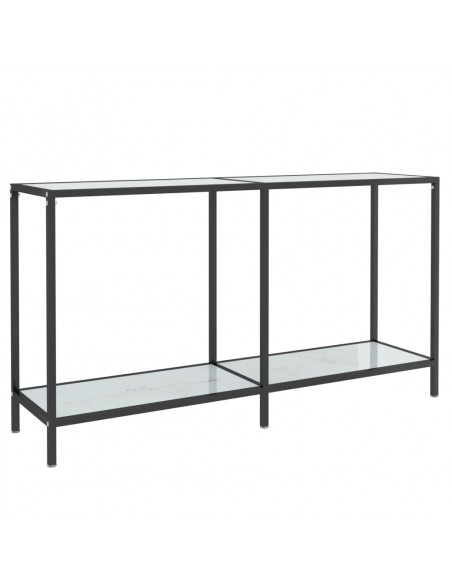 Tavolo Consolle Bianco 140x35x75,5 cm in Vetro Temperato
