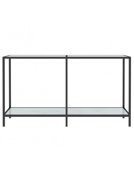 Tavolo Consolle Bianco 140x35x75,5 cm in Vetro Temperato