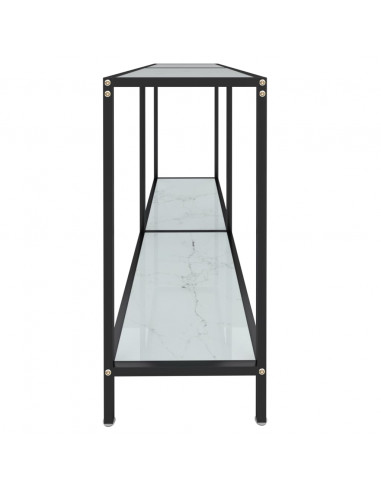 Tavolo Consolle Bianco 140x35x75,5 cm in Vetro Temperato