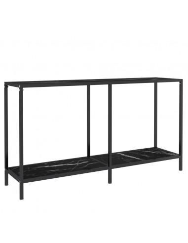 Tavolo Consolle Nero 140x35x75,5 cm in Vetro Temperato